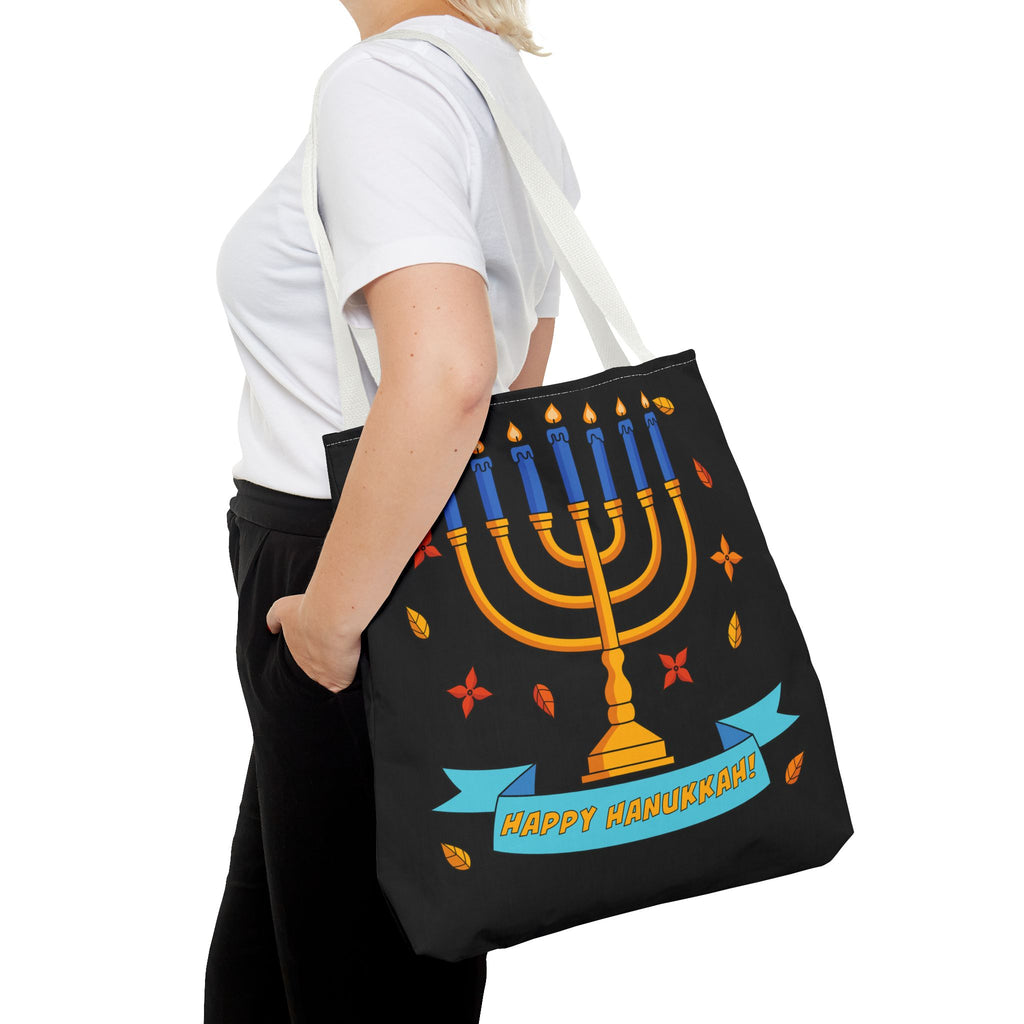 Hanukkah Menorah Tote Bag – "Happy Hanukkah" Holiday Gift Tote