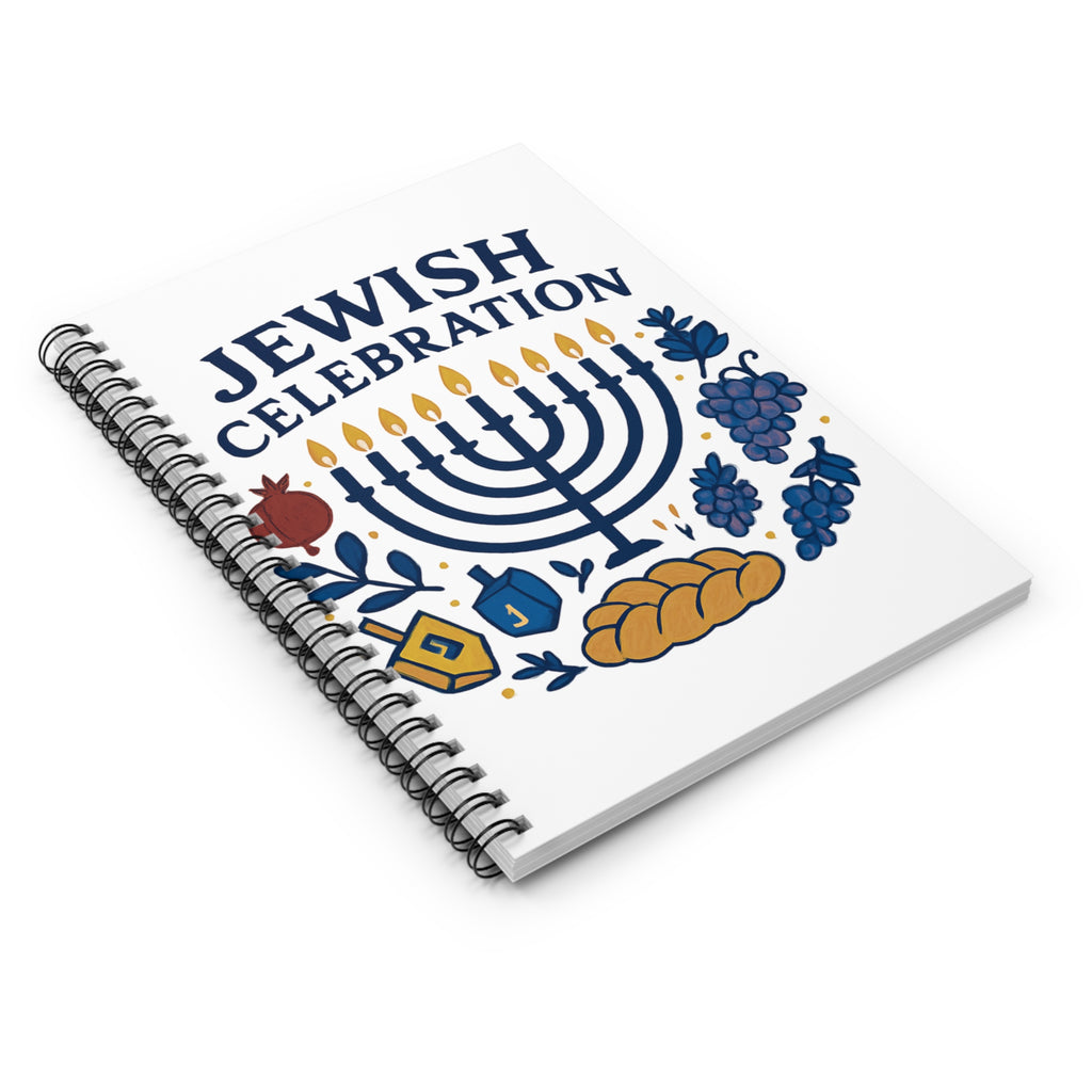 Jewish Celebration Spiral Notebook — Hanukkah Menorah & Holiday Symbols Ruled Journal