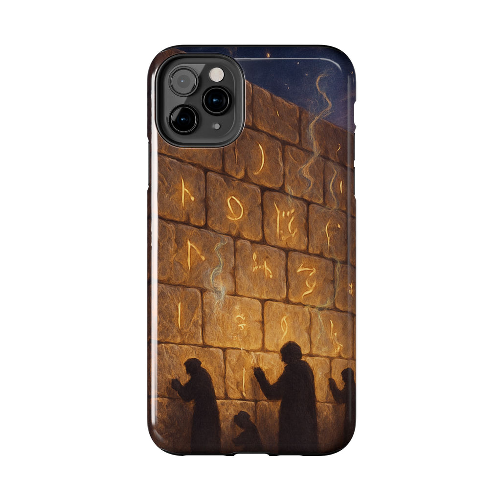 Jewish western Wall Illustration Phone Case — Prayer Silhouettes, Jerusalem Religious Art