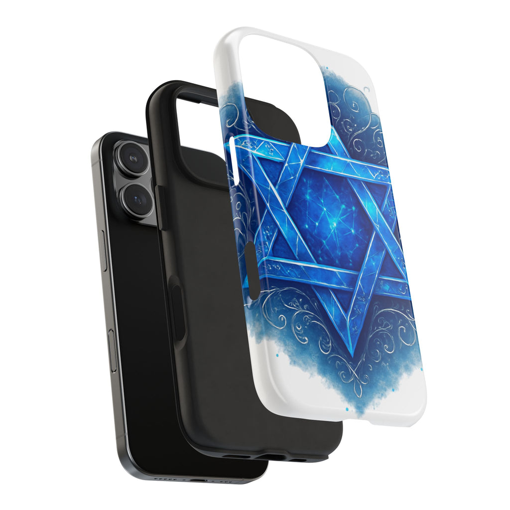 Jewish Star of David Blue Watercolor Tough Phone Case — Protective Jewish Symbol Phone Cover