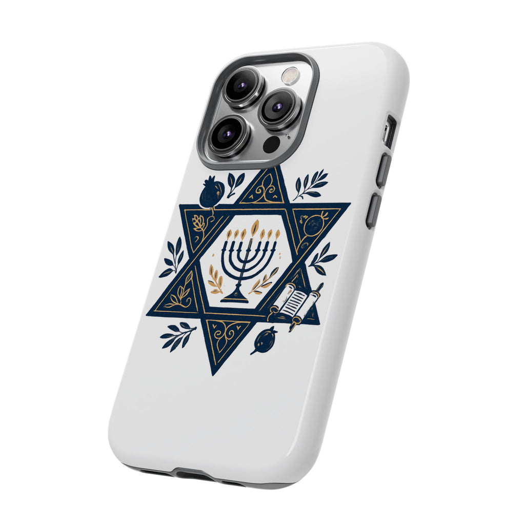 Jewish Star of David Menorah Phone Case — Jewish Hanukkah Symbol Protective Cover