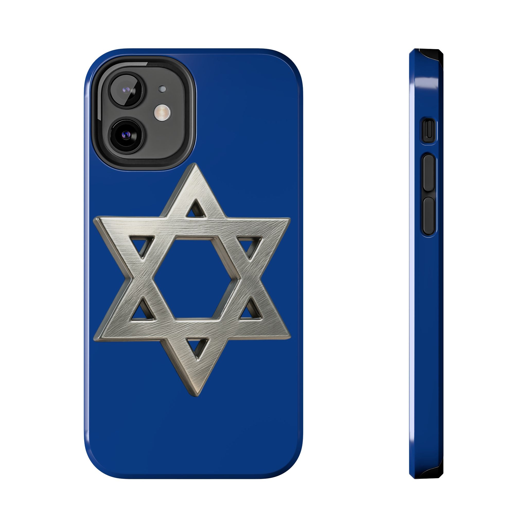 Jewish Blue Phone Case with Silver Star of David – Tough Protective Jewish Religious Design