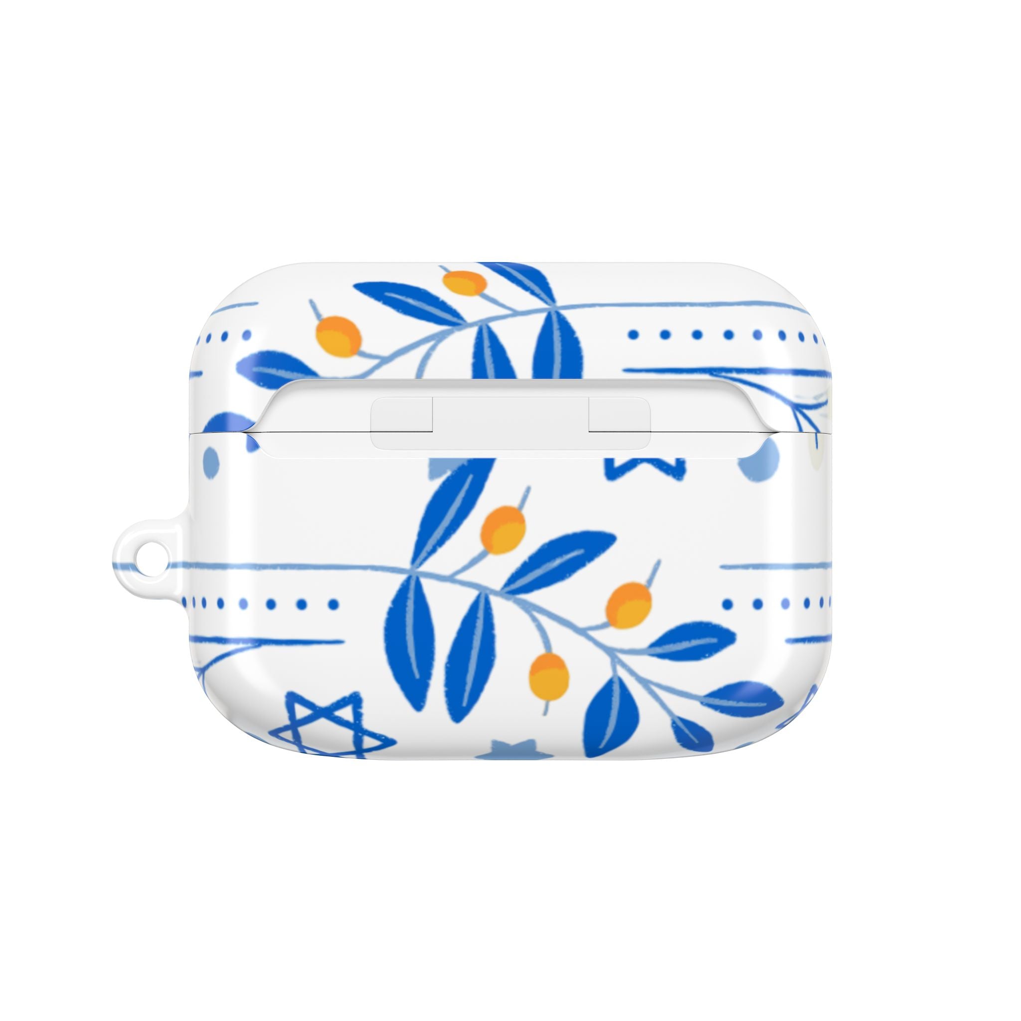 Custom Hanukkah AirPod Case — Blue & Gold Star of David Floral Design (Print It Your Way)