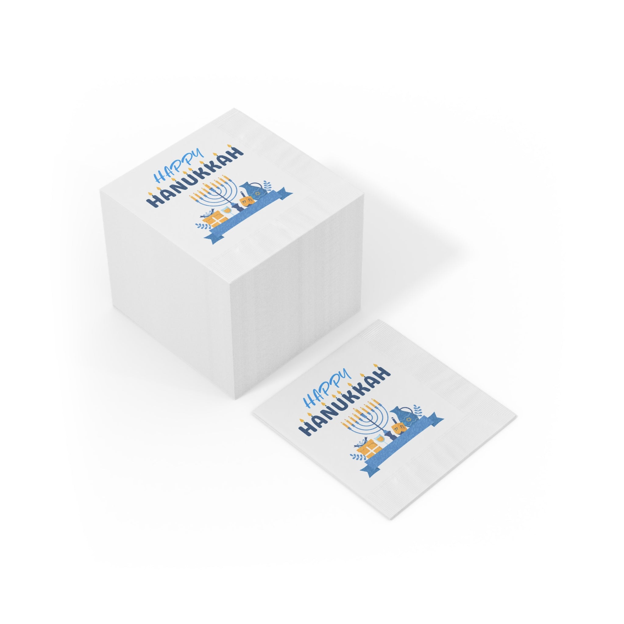 Happy Hanukkah Party Napkins — Menorah & Gifts Holiday Table Napkins