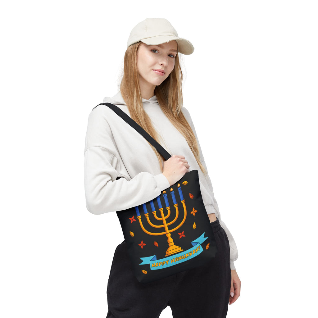 Hanukkah Menorah Tote Bag – "Happy Hanukkah" Holiday Gift Tote