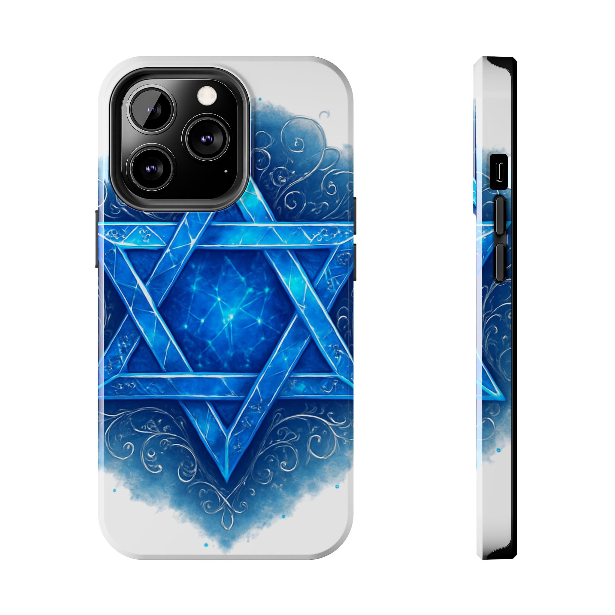Jewish Star of David Blue Watercolor Tough Phone Case — Protective Jewish Symbol Phone Cover