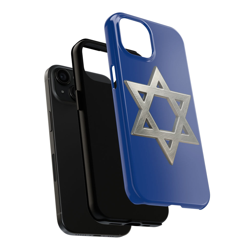 Jewish Blue Phone Case with Silver Star of David – Tough Protective Jewish Religious Design