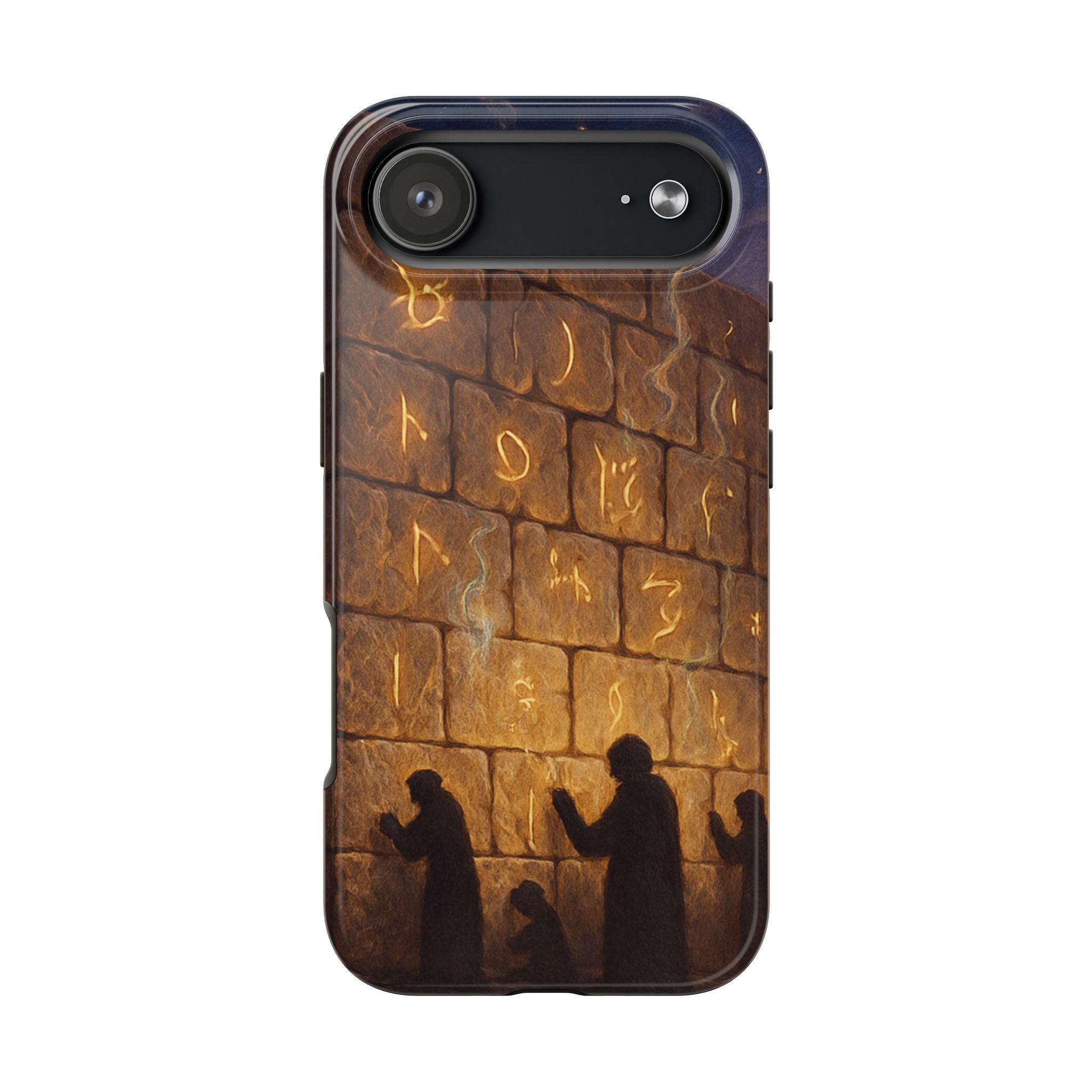 Jewish western Wall Illustration Phone Case — Prayer Silhouettes, Jerusalem Religious Art