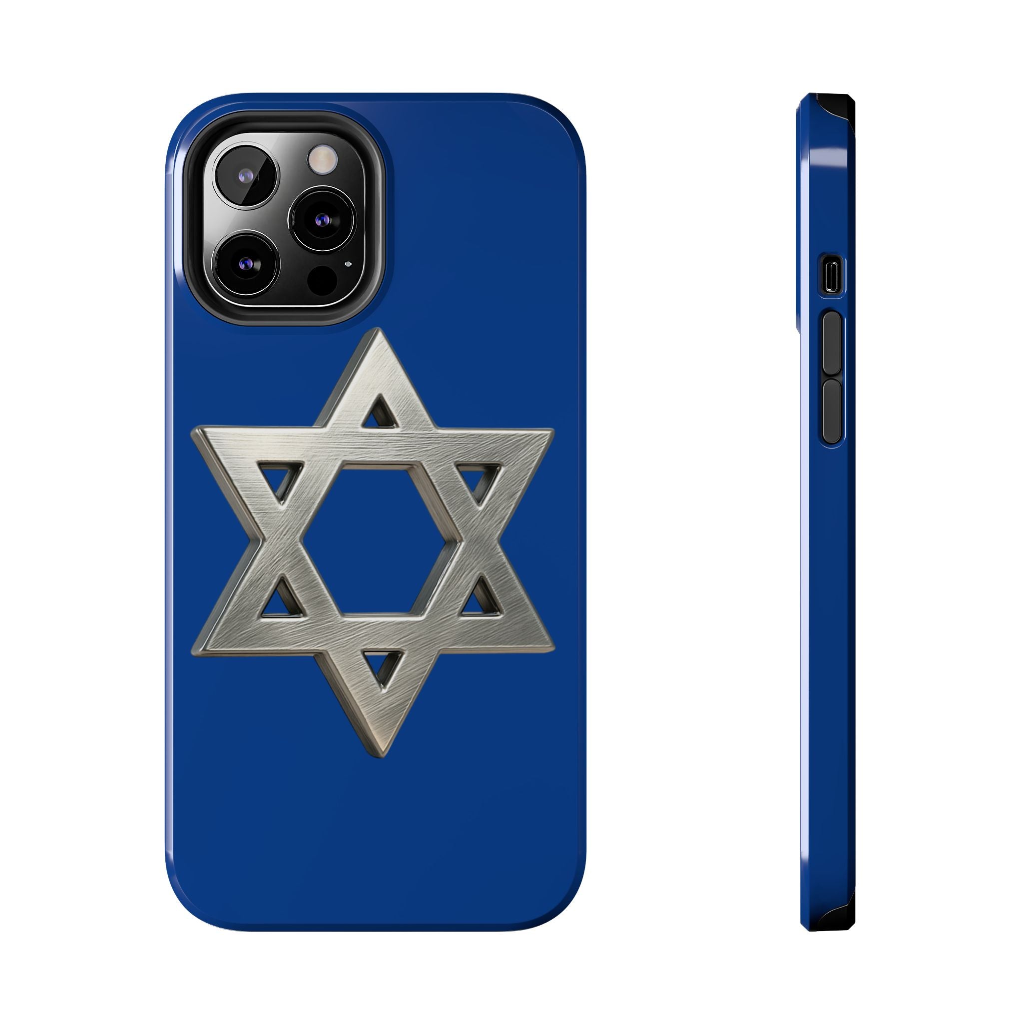Jewish Blue Phone Case with Silver Star of David – Tough Protective Jewish Religious Design