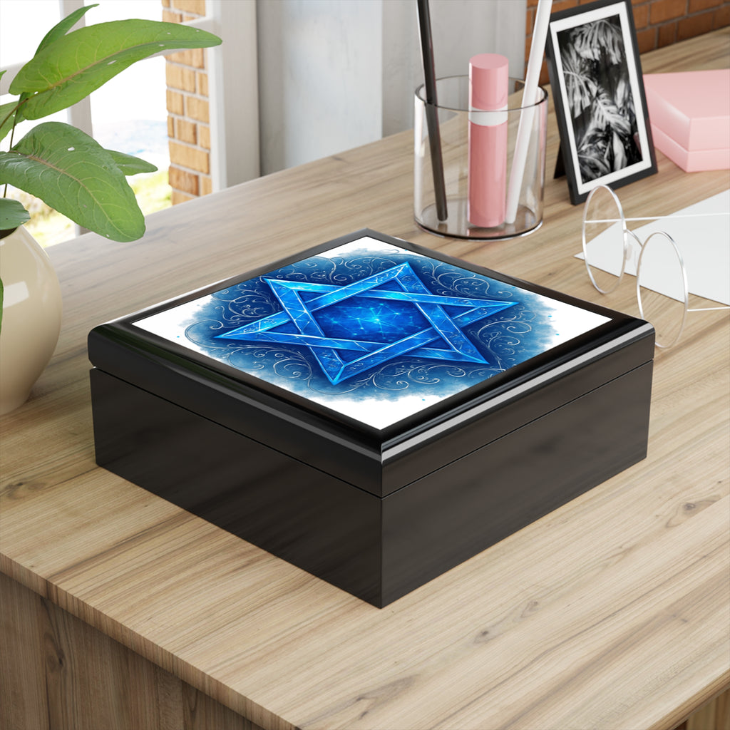 Blue Star of David Jewelry Box – Elegant Judaica Keepsake Gift
