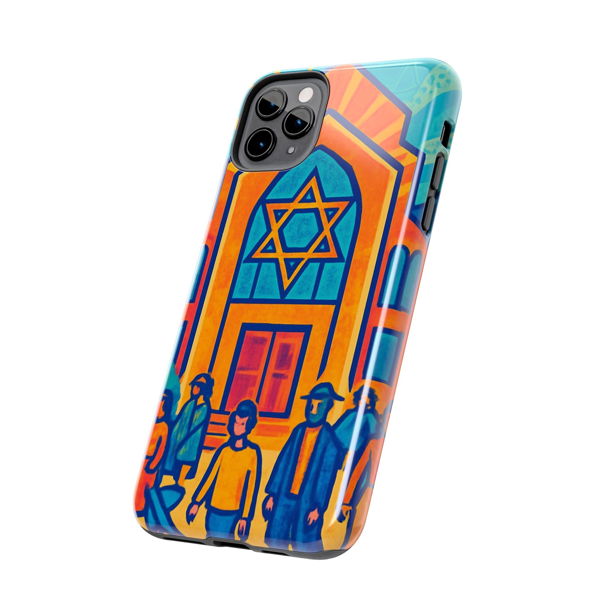 Jewish Synagogue Art Tough Phone Case — Colorful Jewish Community Design