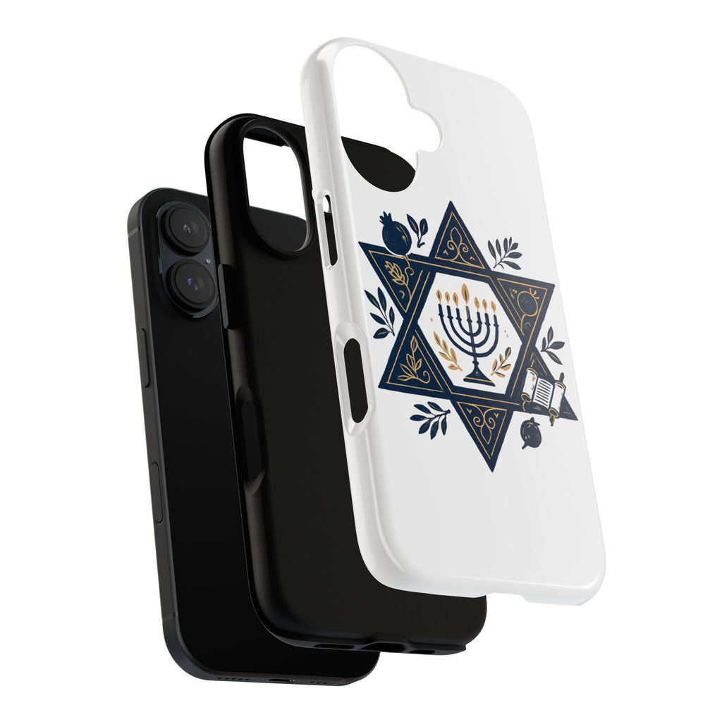 Jewish Star of David Menorah Phone Case — Jewish Hanukkah Symbol Protective Cover