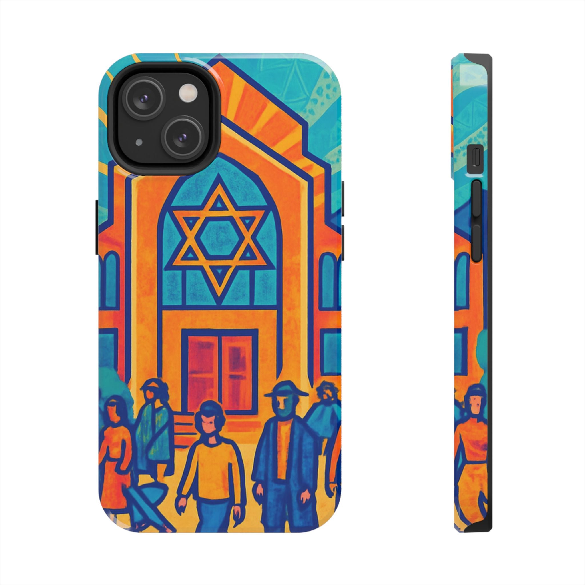 Jewish Synagogue Art Tough Phone Case — Colorful Jewish Community Design