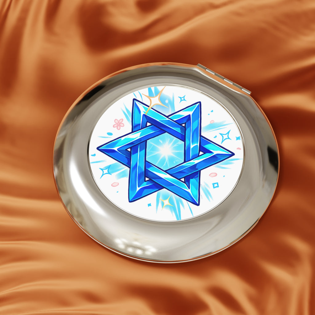 Compact Travel Mirror — Blue Star of David Decorative Pocket Mirror