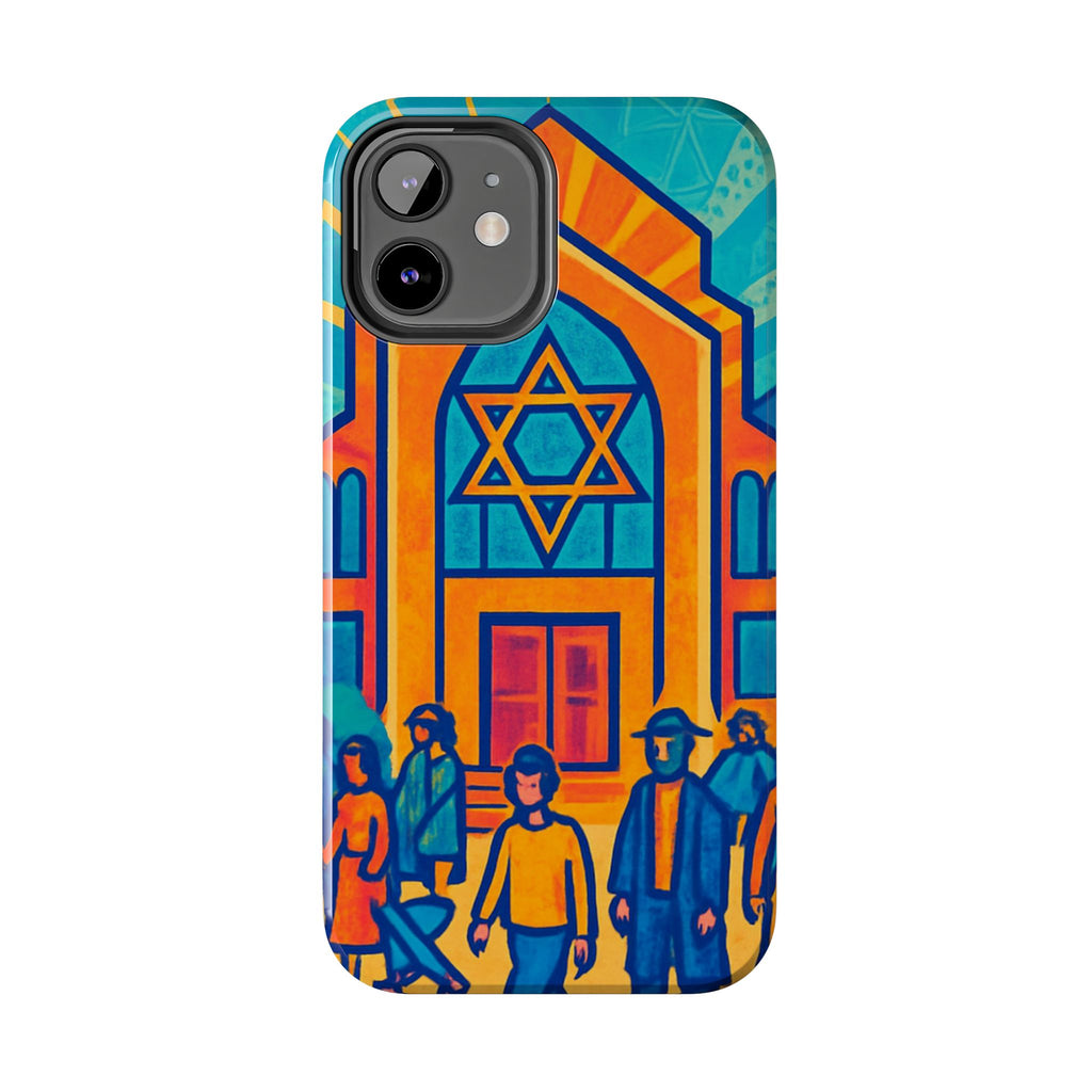 Jewish Synagogue Art Tough Phone Case — Colorful Jewish Community Design
