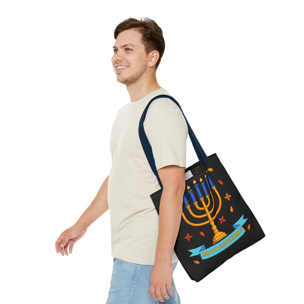Hanukkah Menorah Tote Bag – "Happy Hanukkah" Holiday Gift Tote