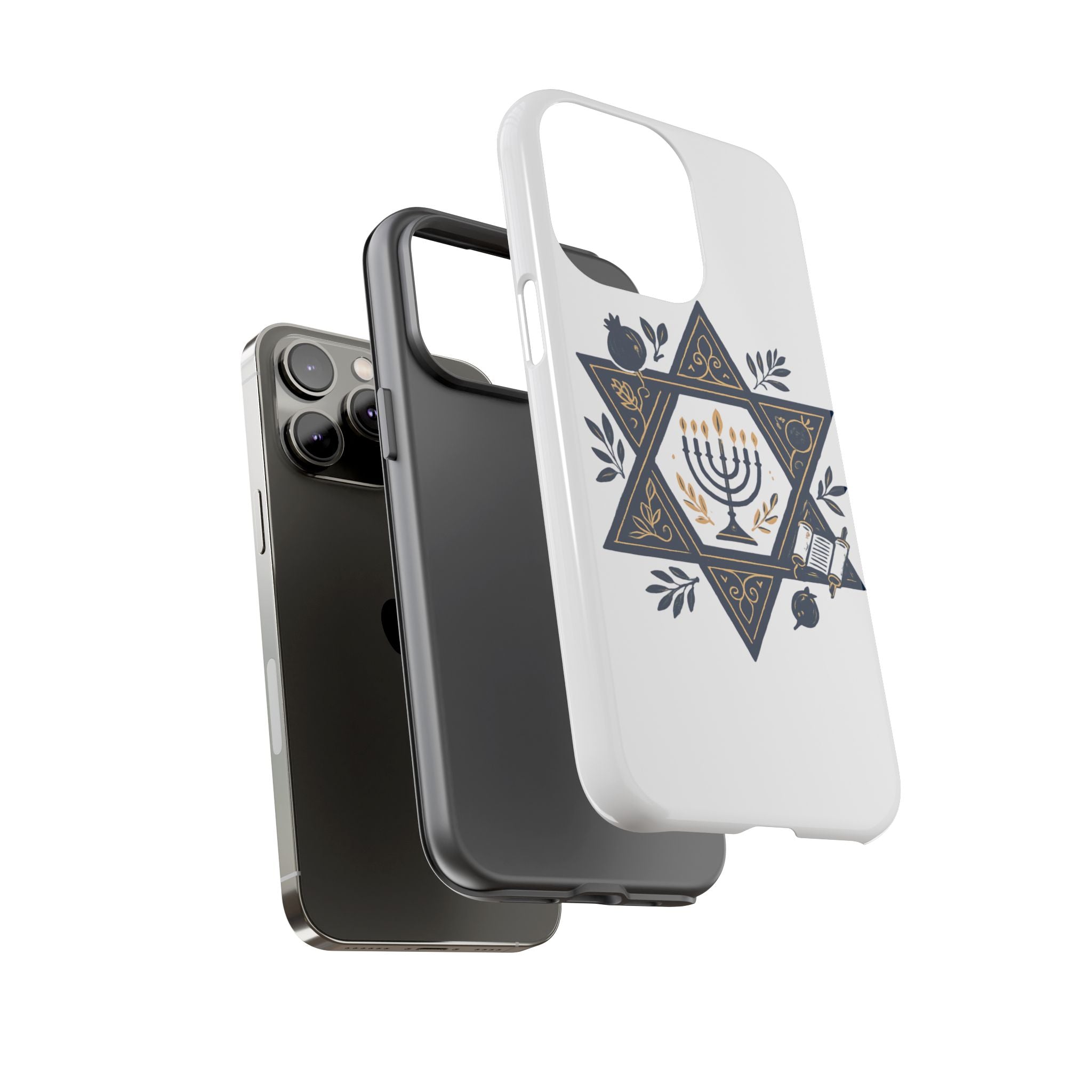 Jewish Star of David Menorah Phone Case — Jewish Hanukkah Symbol Protective Cover