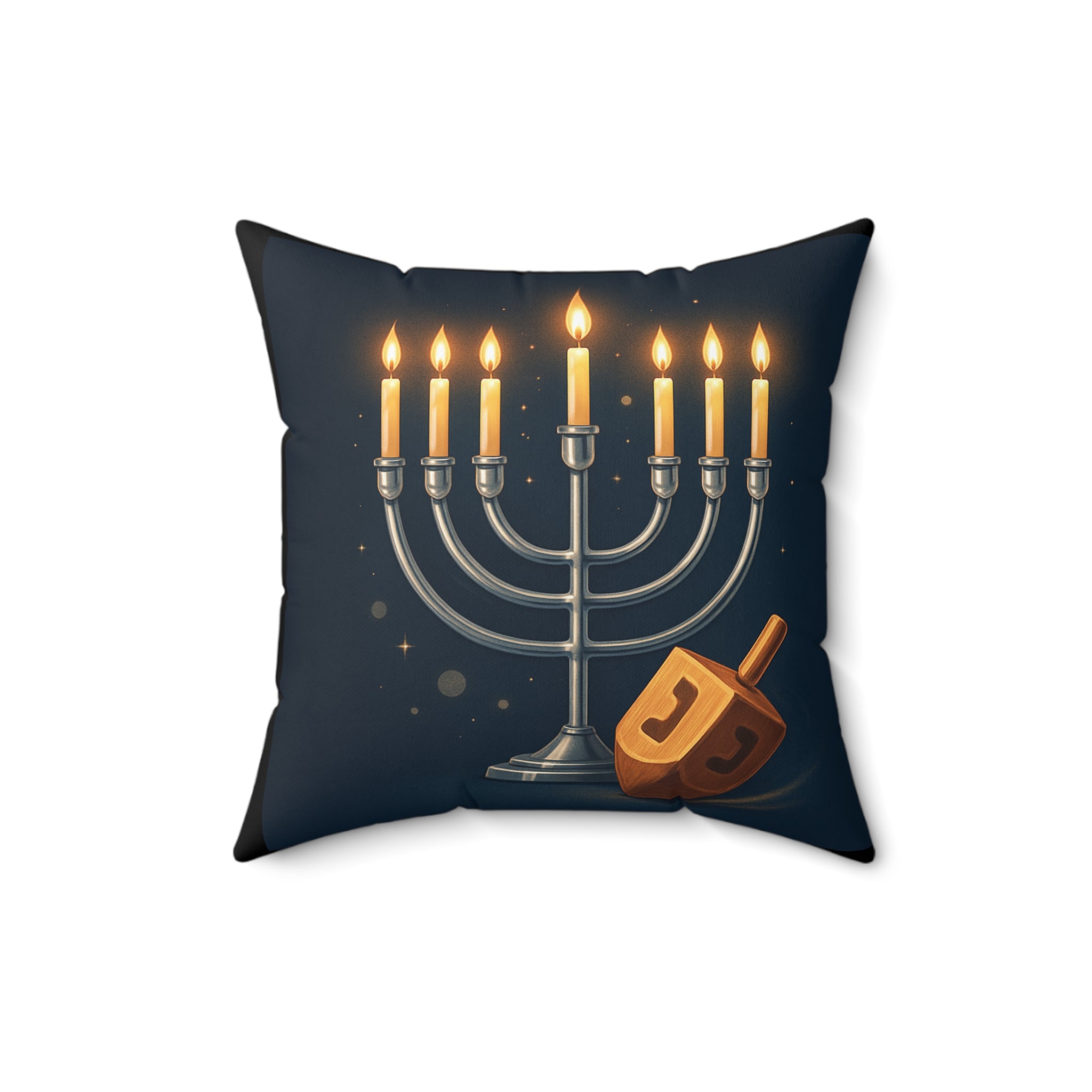 Hanukkah Menorah Pillow with Dreidel – Festive Holiday Decorative Throw Pillow