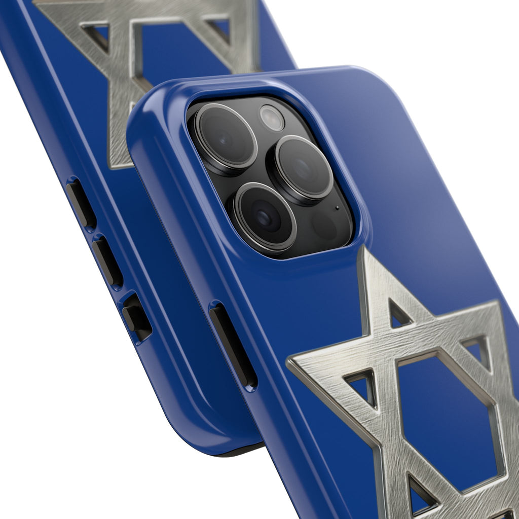 Jewish Blue Phone Case with Silver Star of David – Tough Protective Jewish Religious Design