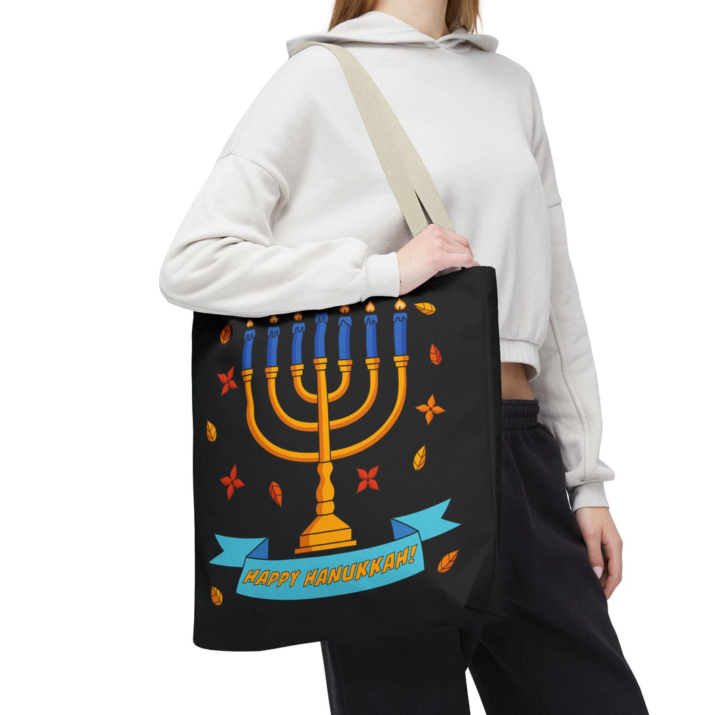 Hanukkah Menorah Tote Bag – "Happy Hanukkah" Holiday Gift Tote