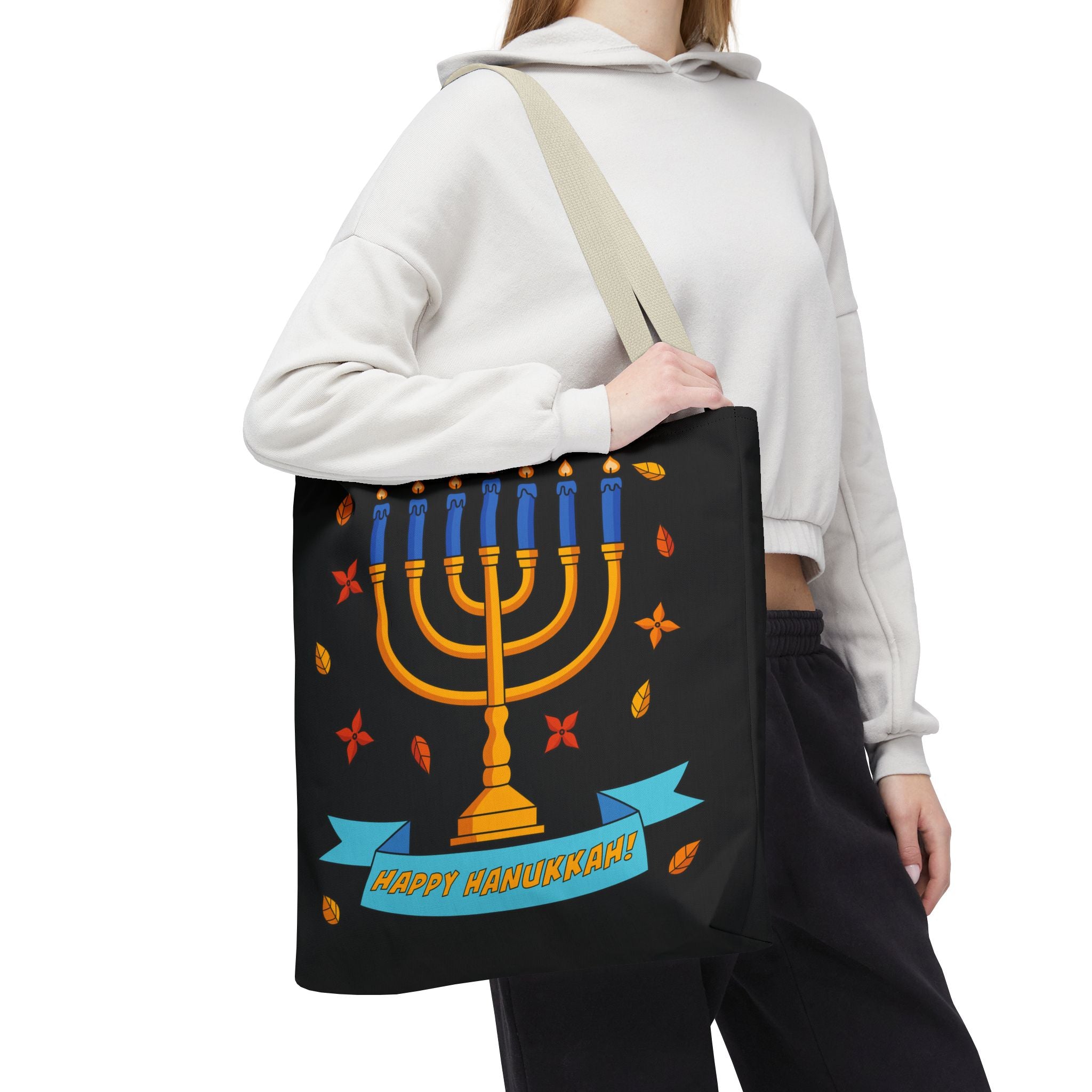 Hanukkah Menorah Tote Bag – "Happy Hanukkah" Holiday Gift Tote