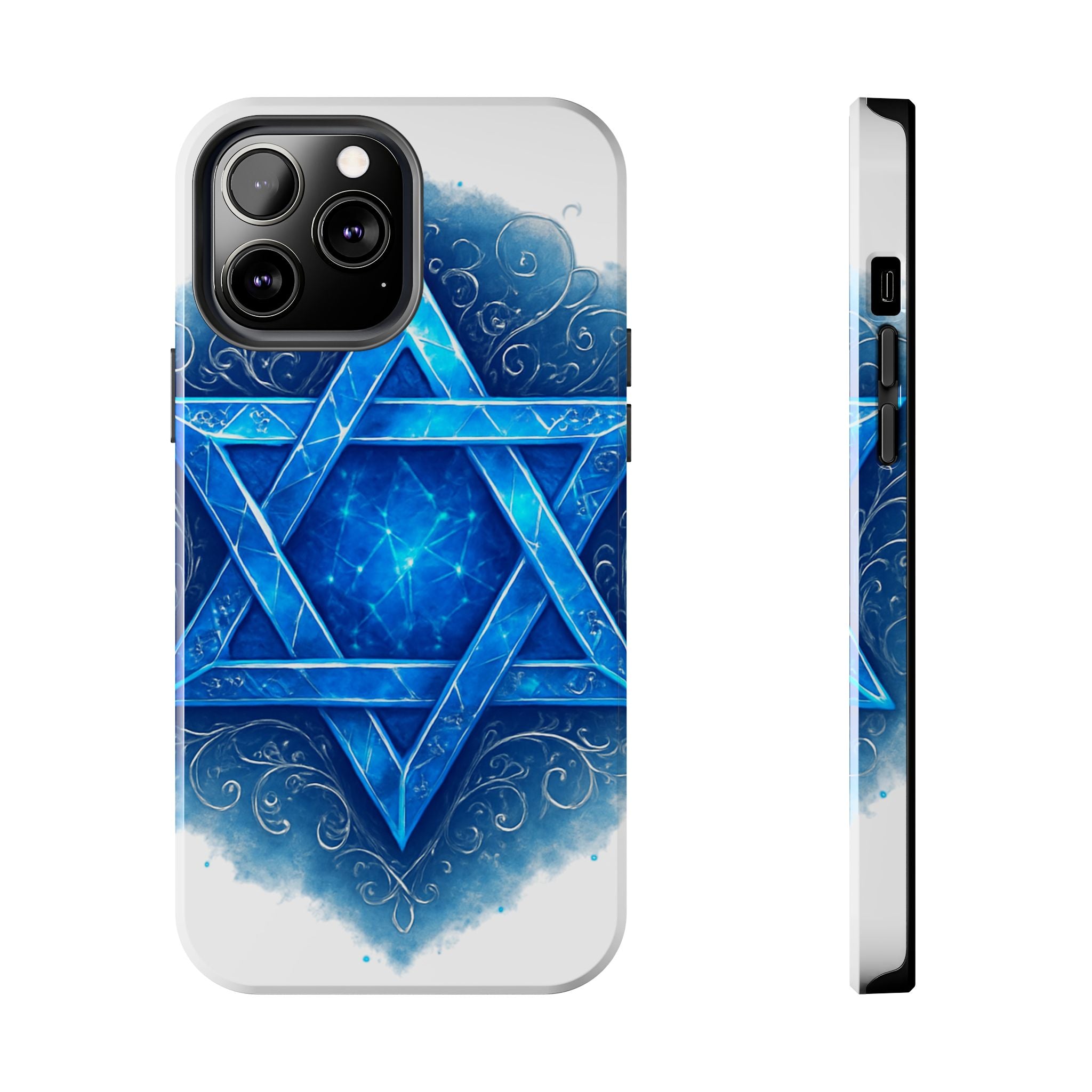 Jewish Star of David Blue Watercolor Tough Phone Case — Protective Jewish Symbol Phone Cover