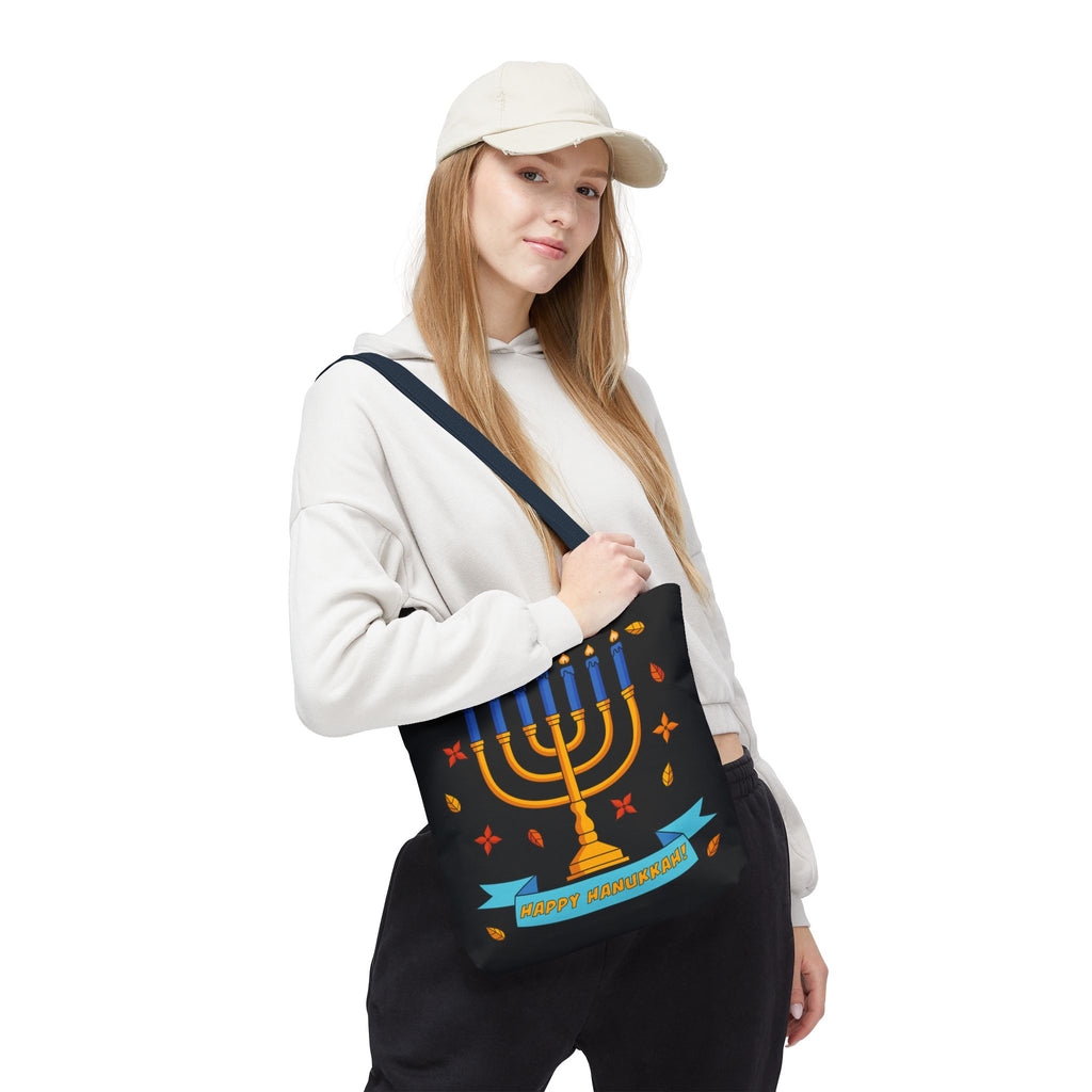Hanukkah Menorah Tote Bag – "Happy Hanukkah" Holiday Gift Tote