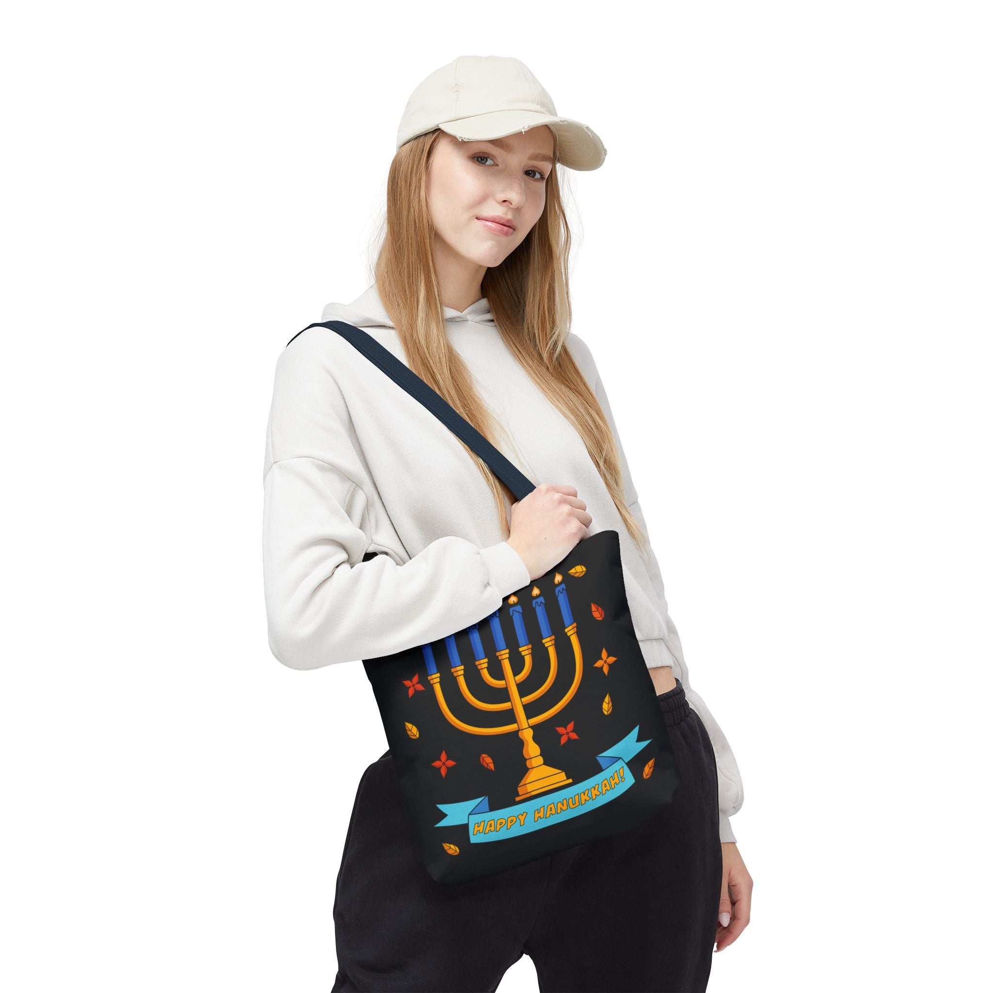 Hanukkah Menorah Tote Bag – "Happy Hanukkah" Holiday Gift Tote