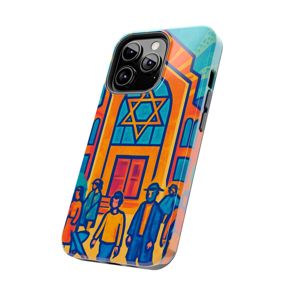 Jewish Synagogue Art Tough Phone Case — Colorful Jewish Community Design