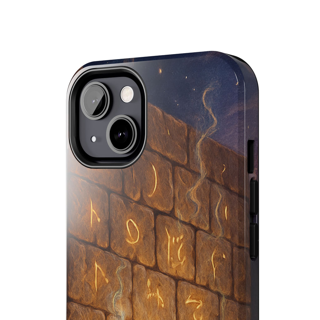 Jewish western Wall Illustration Phone Case — Prayer Silhouettes, Jerusalem Religious Art