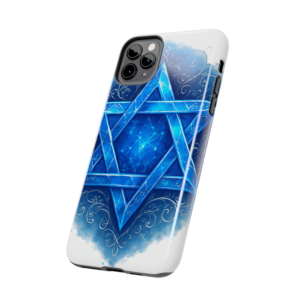 Jewish Star of David Blue Watercolor Tough Phone Case — Protective Jewish Symbol Phone Cover