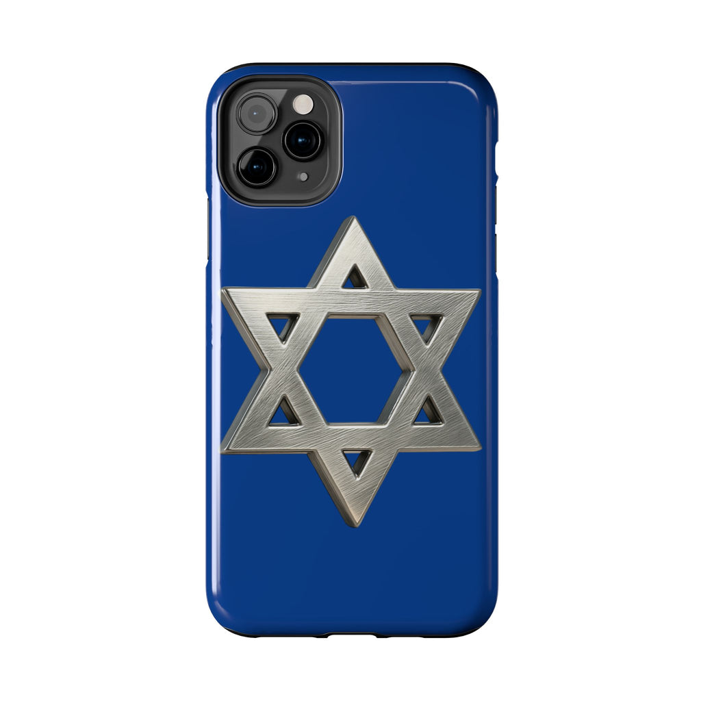 Jewish Blue Phone Case with Silver Star of David – Tough Protective Jewish Religious Design