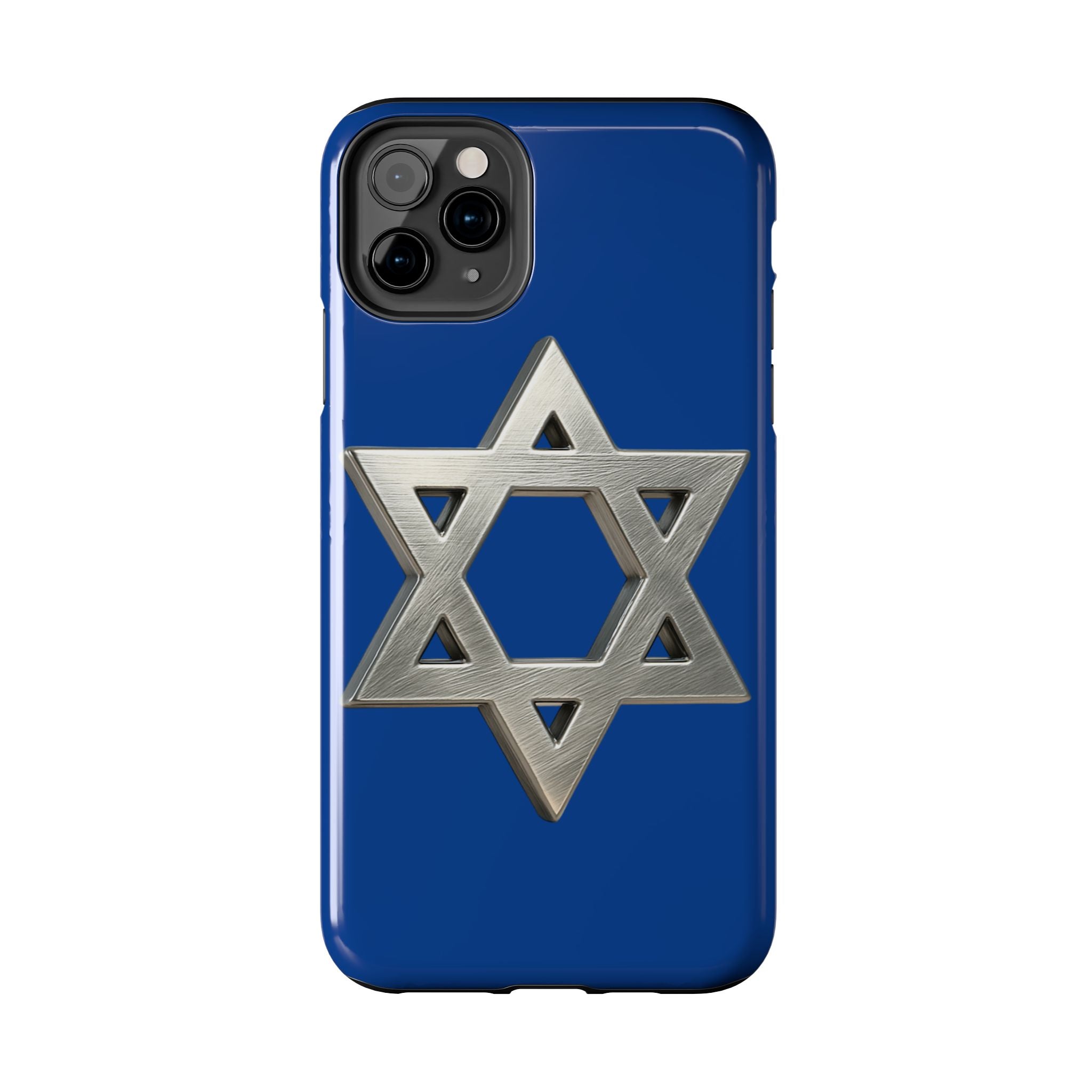 Jewish Blue Phone Case with Silver Star of David – Tough Protective Jewish Religious Design