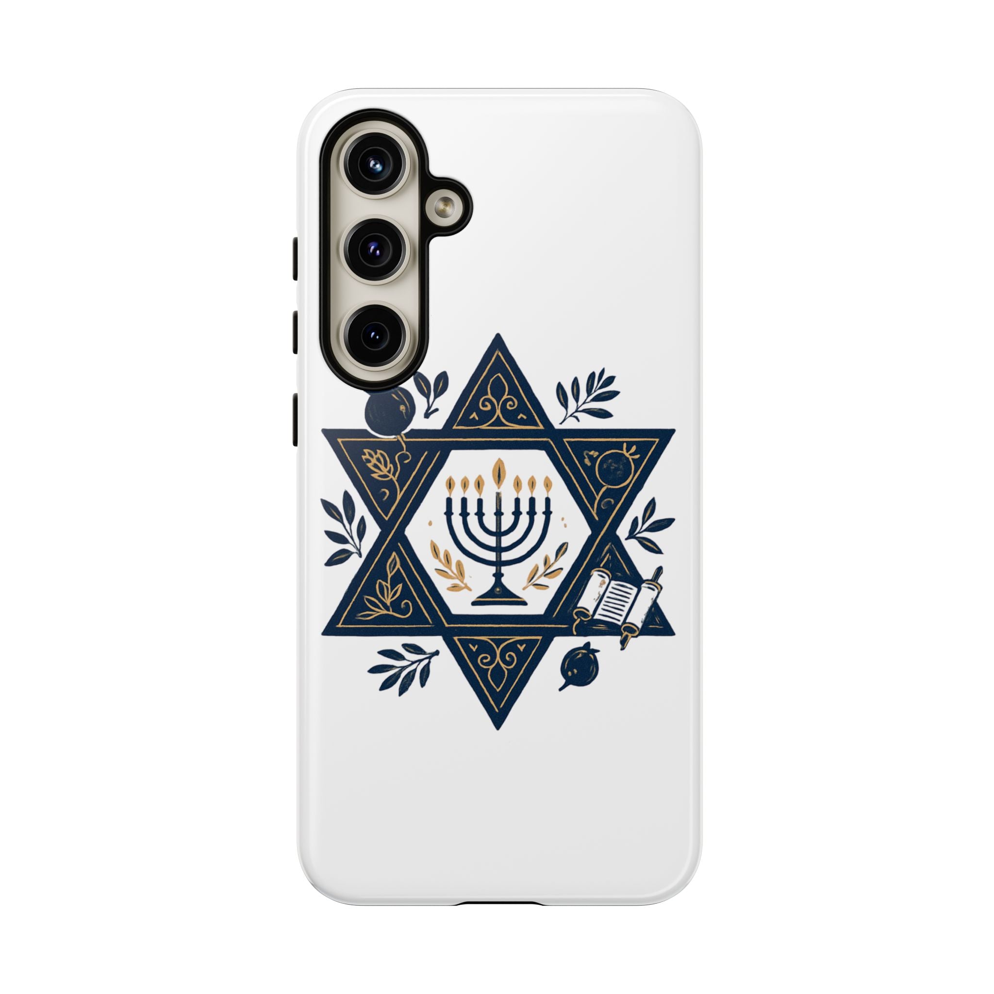 Jewish Star of David Menorah Phone Case — Jewish Hanukkah Symbol Protective Cover