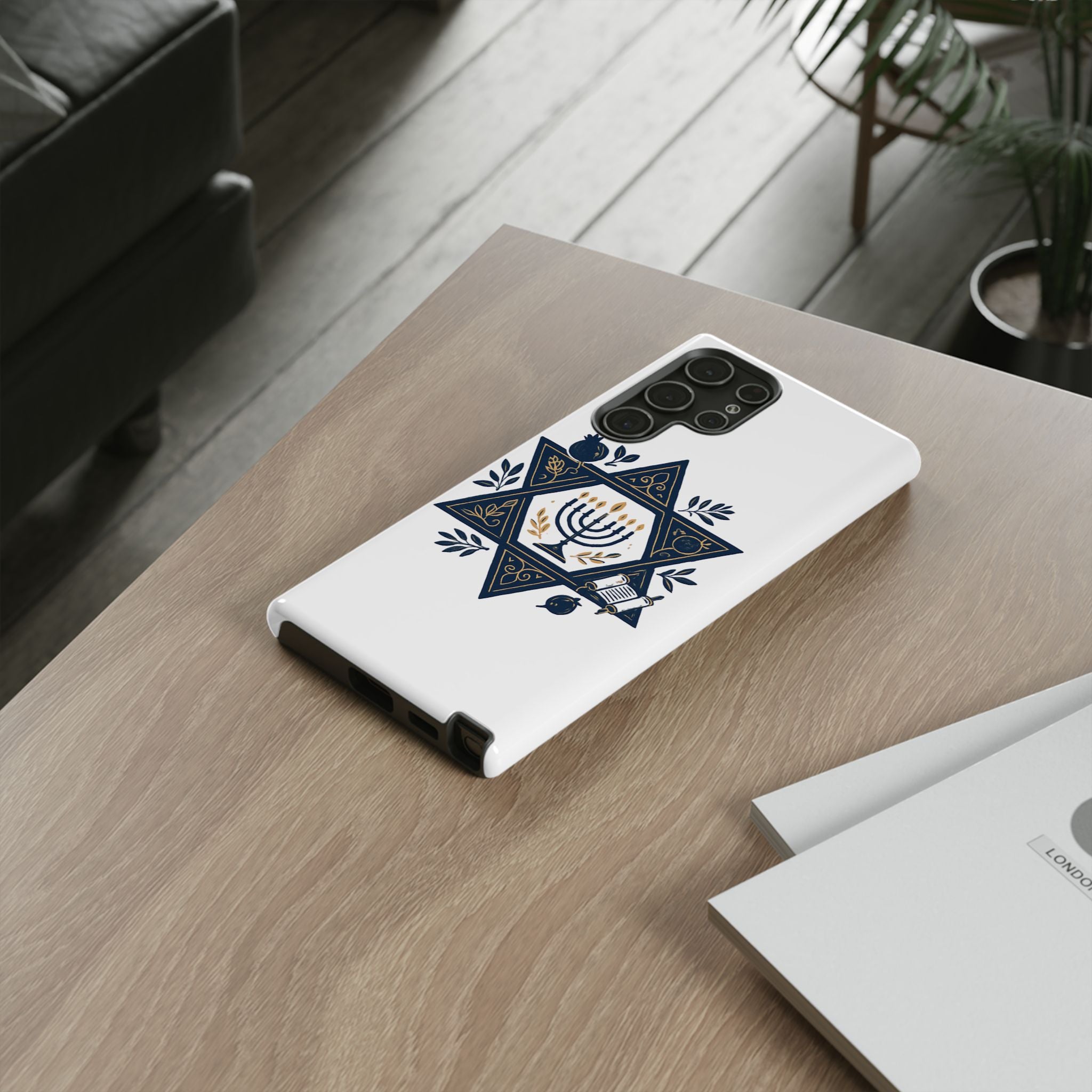 Jewish Star of David Menorah Phone Case — Jewish Hanukkah Symbol Protective Cover
