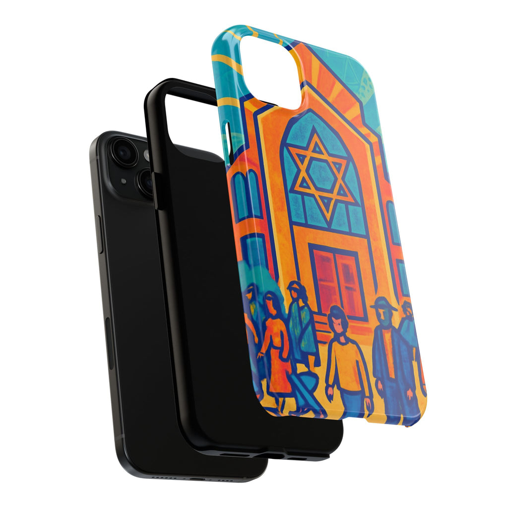 Jewish Synagogue Art Tough Phone Case — Colorful Jewish Community Design