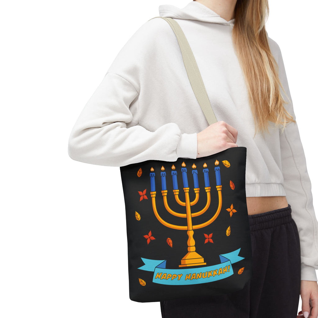 Hanukkah Menorah Tote Bag – "Happy Hanukkah" Holiday Gift Tote