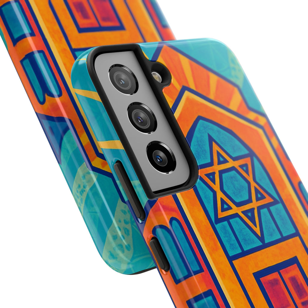 Jewish Synagogue Art Tough Phone Case — Colorful Jewish Community Design