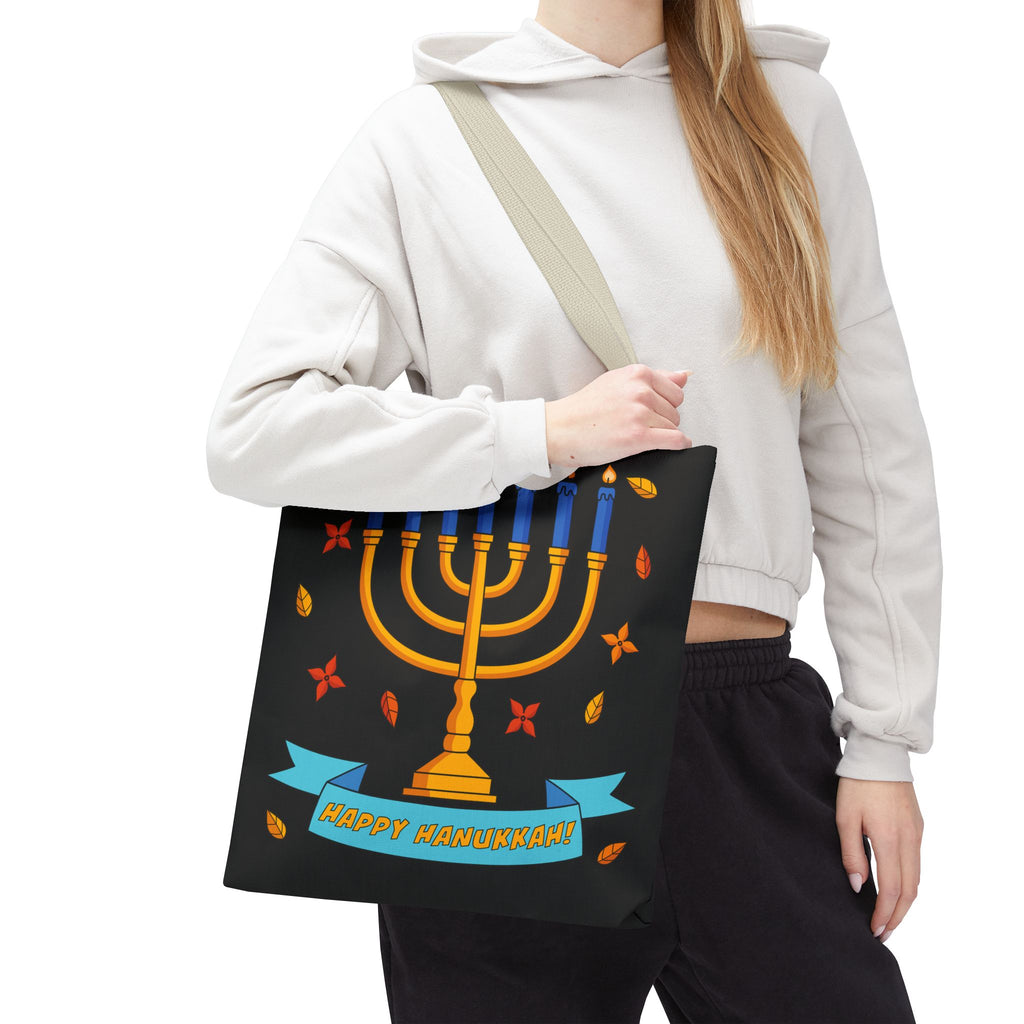 Hanukkah Menorah Tote Bag – "Happy Hanukkah" Holiday Gift Tote