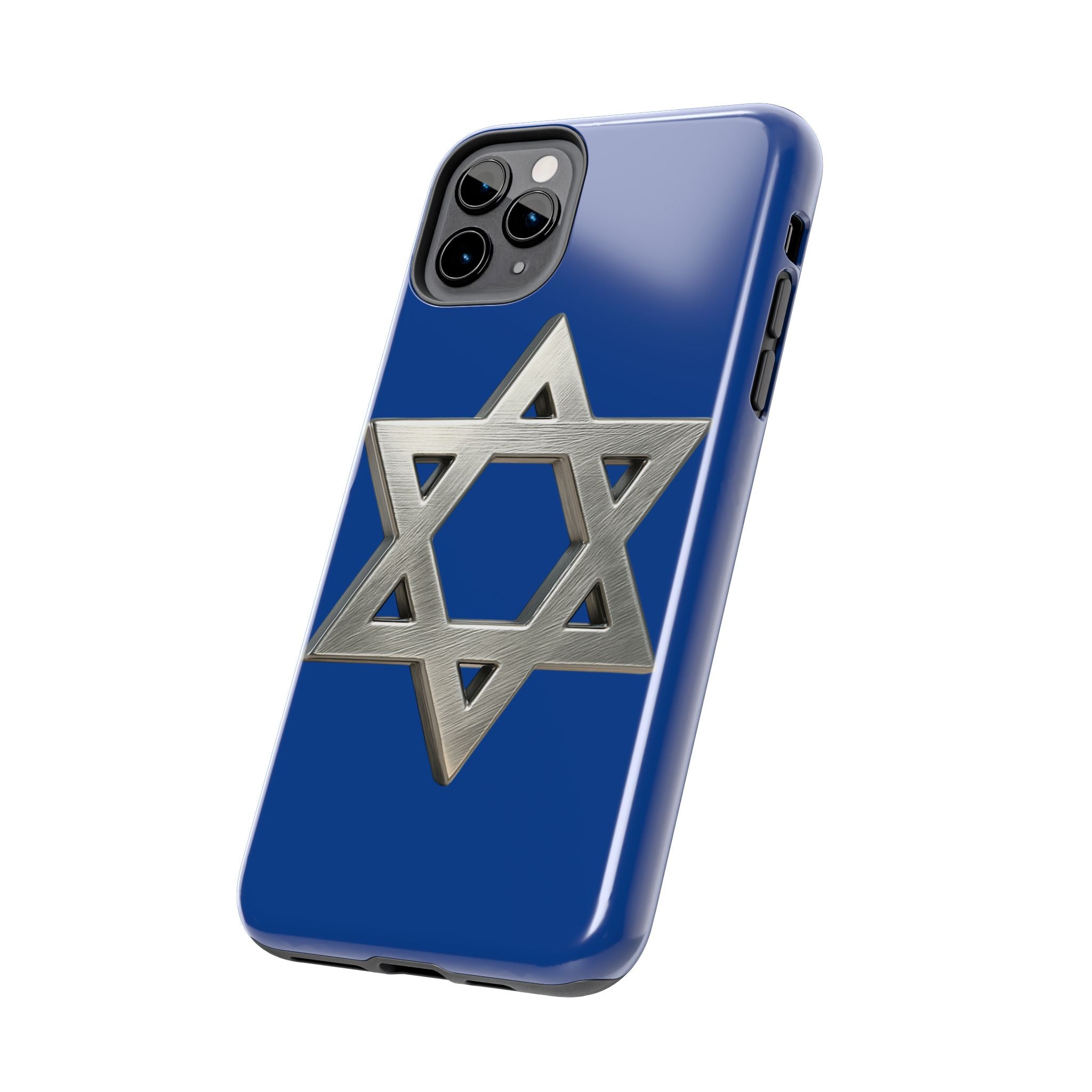 Jewish Blue Phone Case with Silver Star of David – Tough Protective Jewish Religious Design