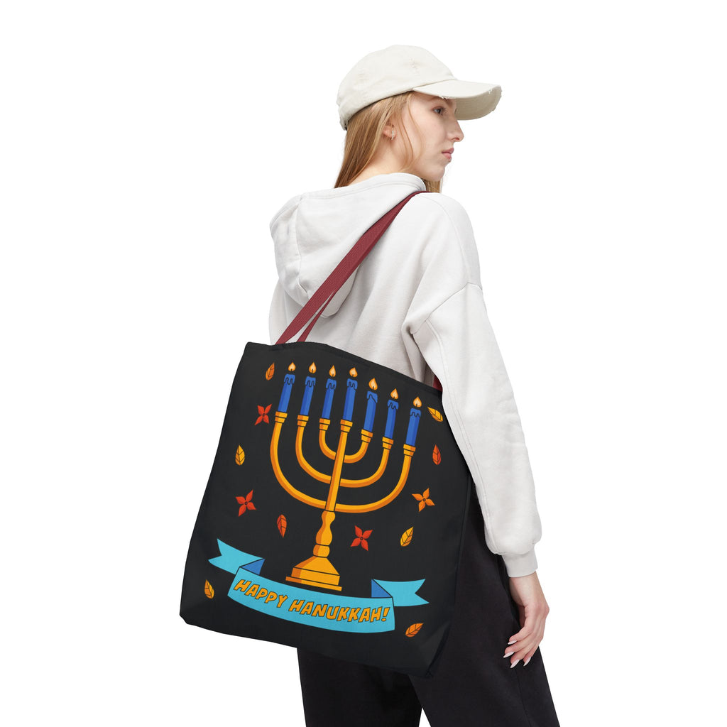 Hanukkah Menorah Tote Bag – "Happy Hanukkah" Holiday Gift Tote
