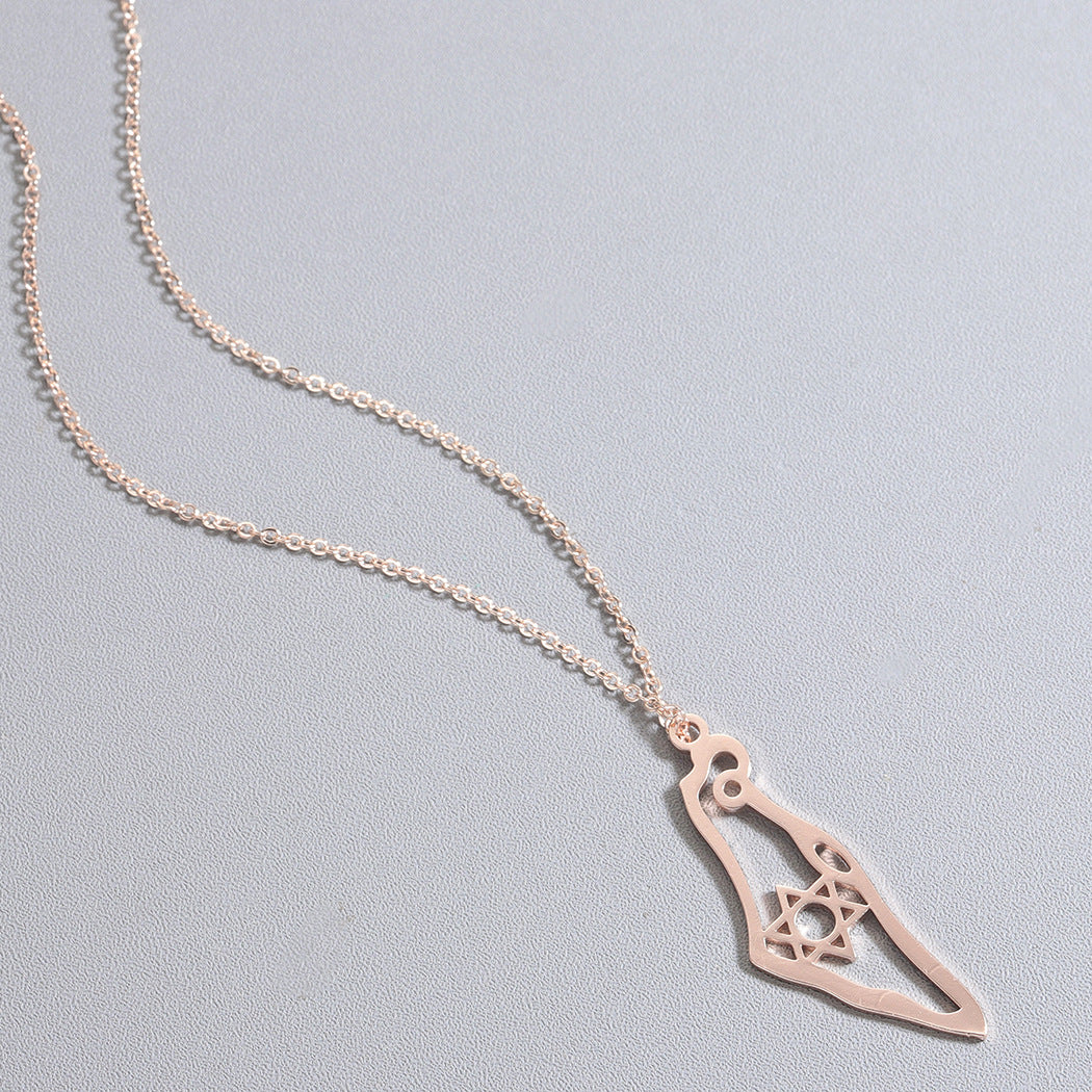 Israel Map Pendant Necklace Jewish Jewelry Clavicle Chain Jewelry