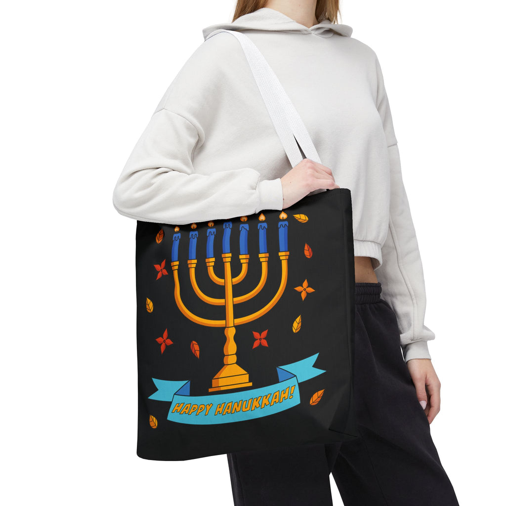 Hanukkah Menorah Tote Bag – "Happy Hanukkah" Holiday Gift Tote