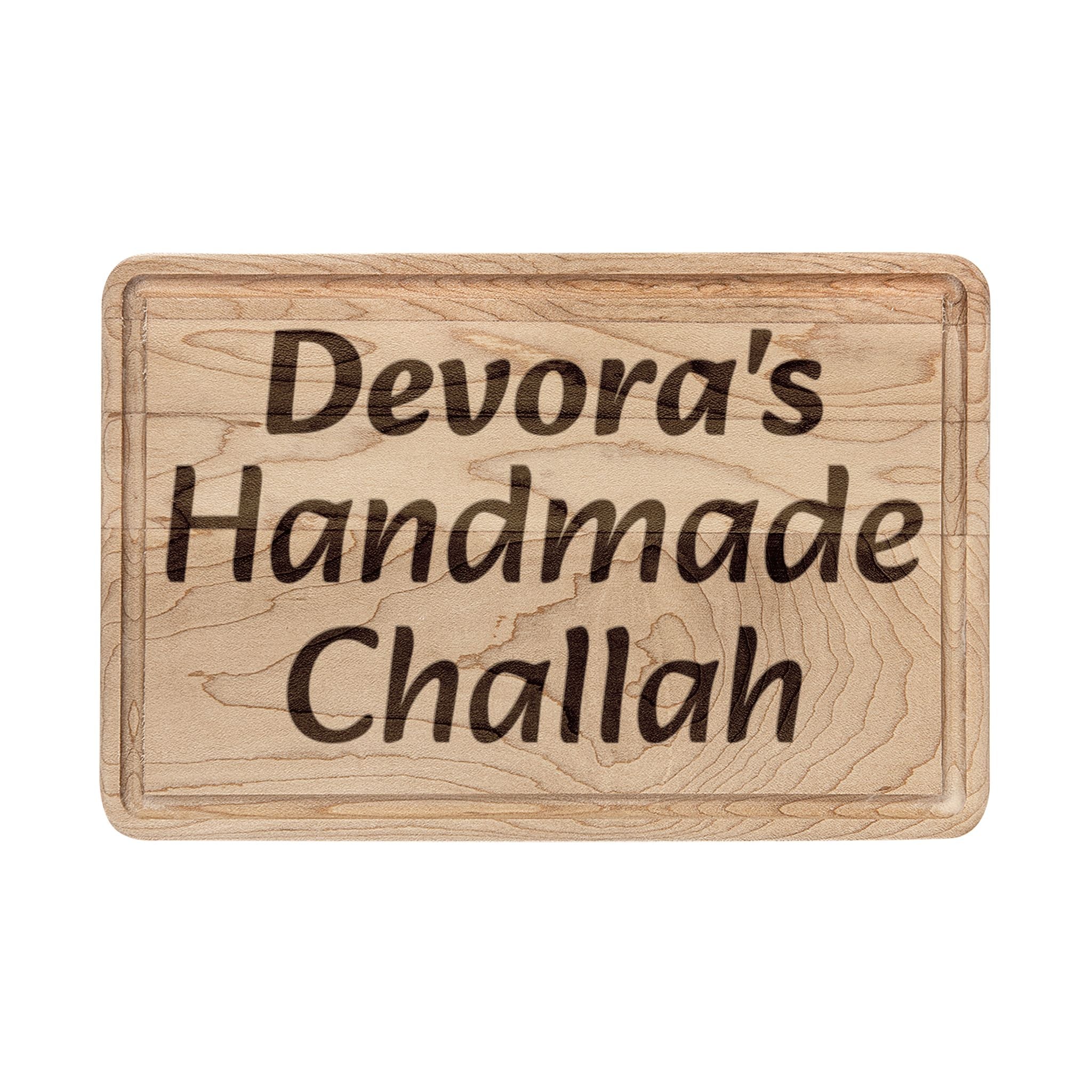 Personalized Engraved Cutting Board – "Devora's Handmade Challah" Wooden Serving & Bread Board