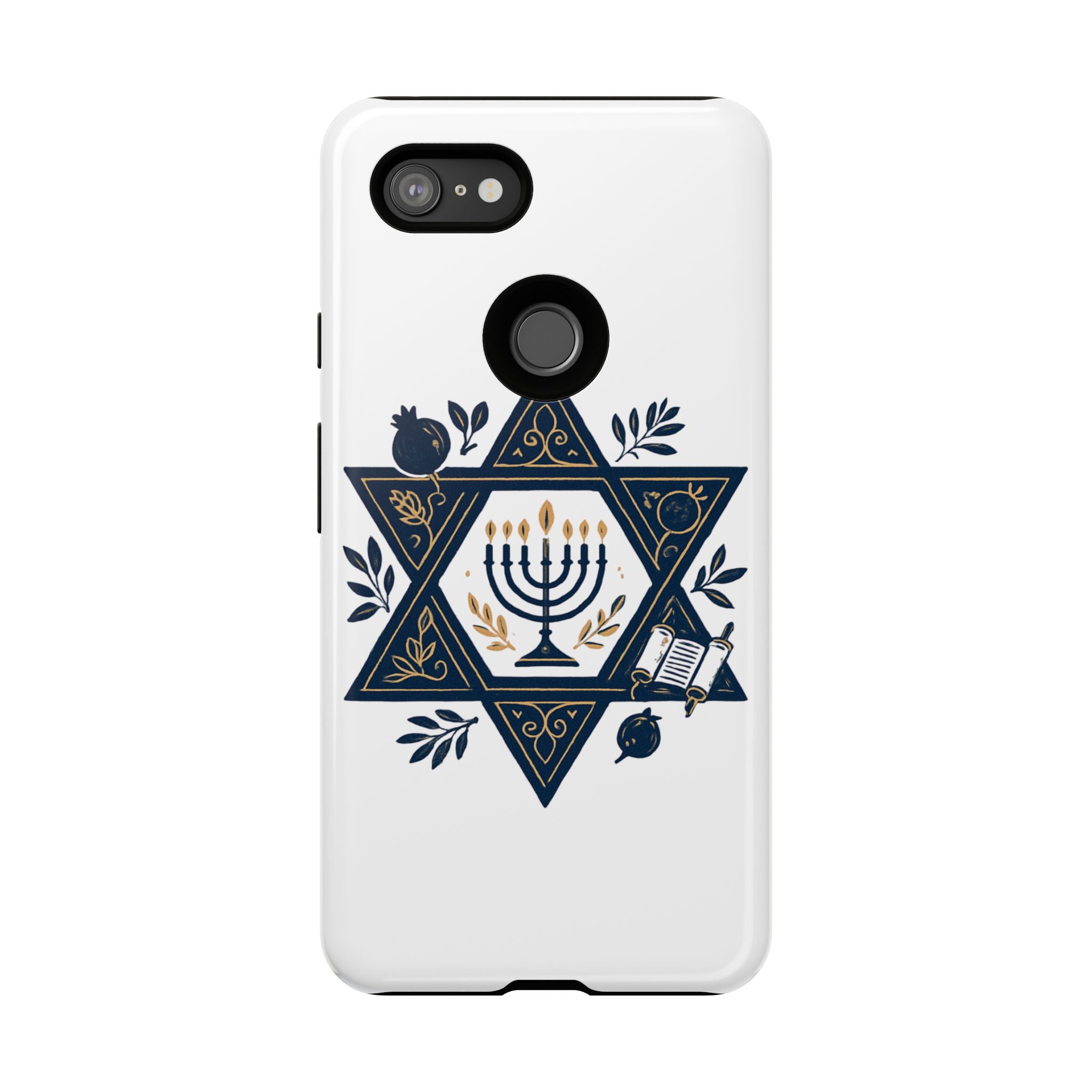 Jewish Star of David Menorah Phone Case — Jewish Hanukkah Symbol Protective Cover