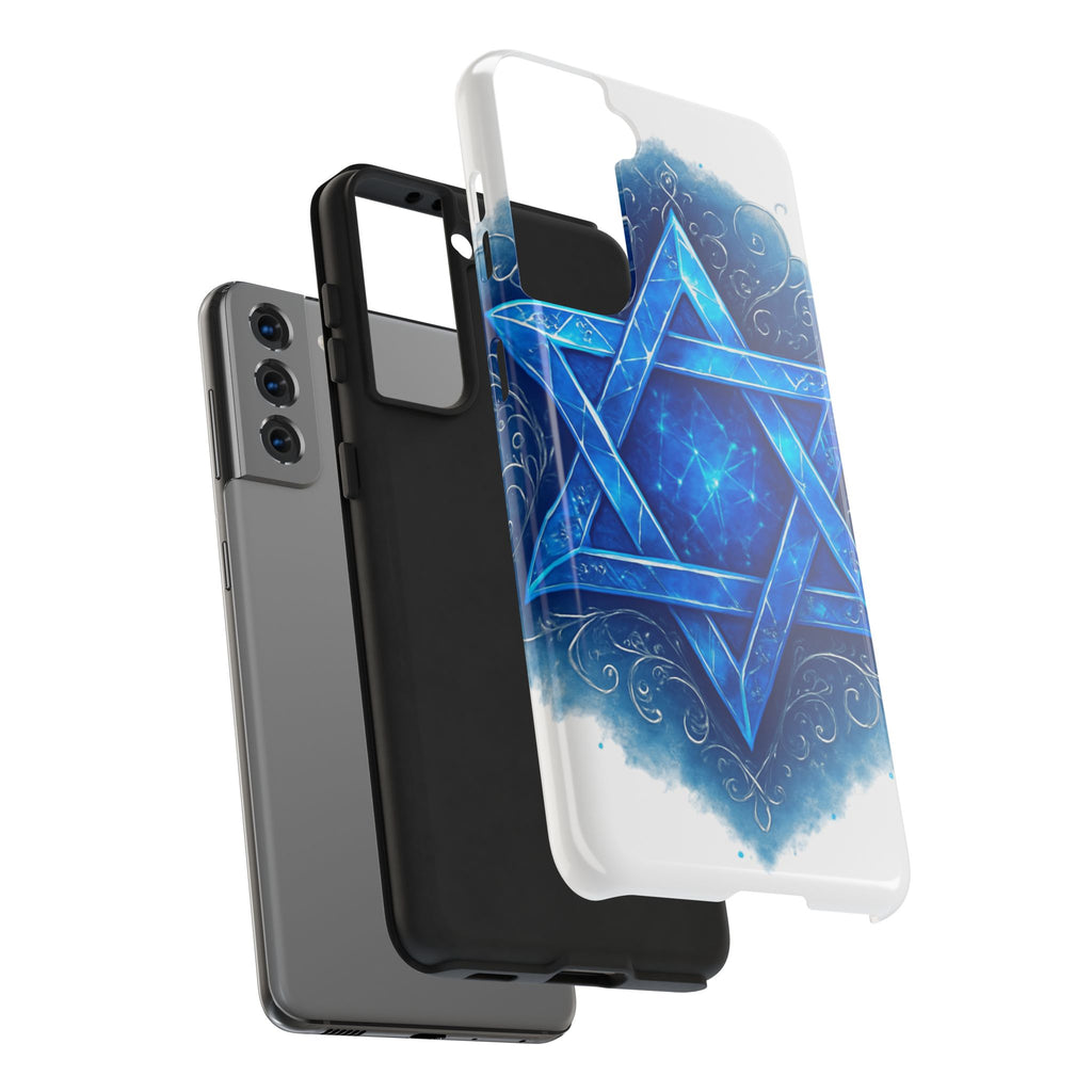 Jewish Star of David Blue Watercolor Tough Phone Case — Protective Jewish Symbol Phone Cover