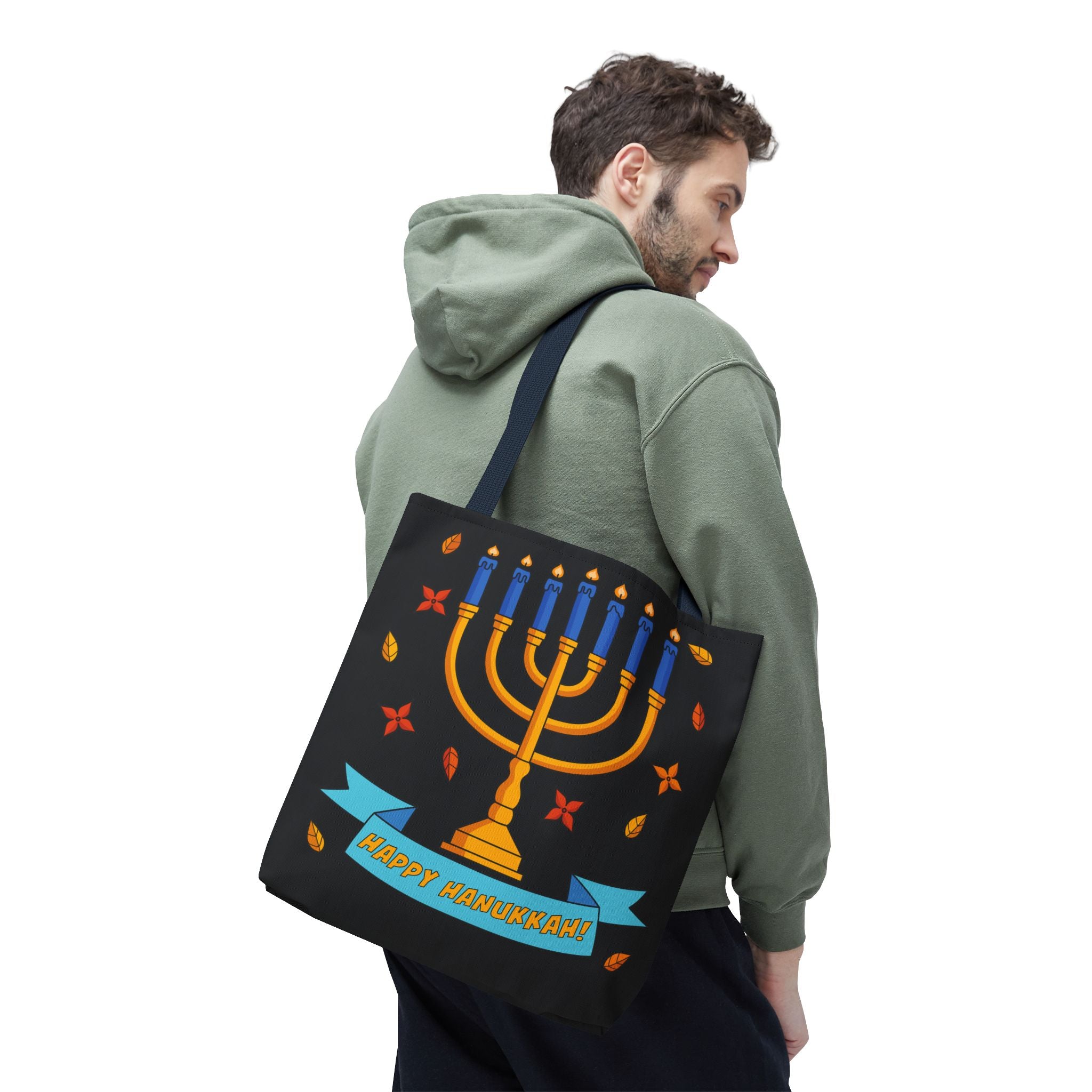 Hanukkah Menorah Tote Bag – "Happy Hanukkah" Holiday Gift Tote