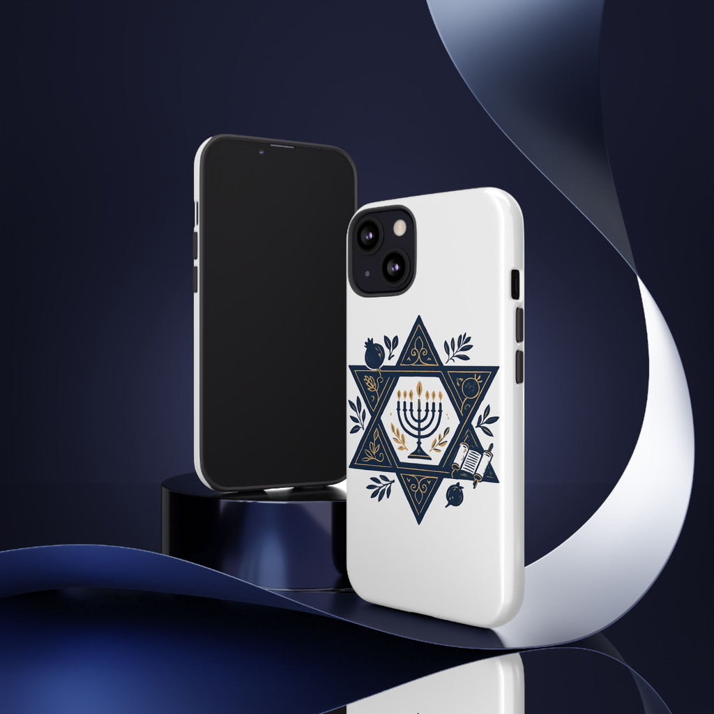 Jewish Star of David Menorah Phone Case — Jewish Hanukkah Symbol Protective Cover