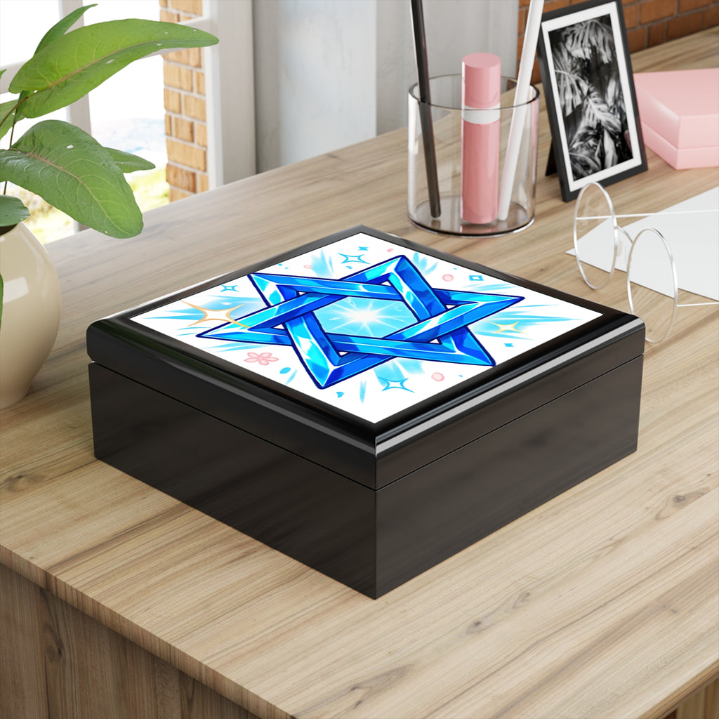 Star of David Jewelry Box — Blue Gem Keepsake Box for Hanukkah & Jewish Celebrations