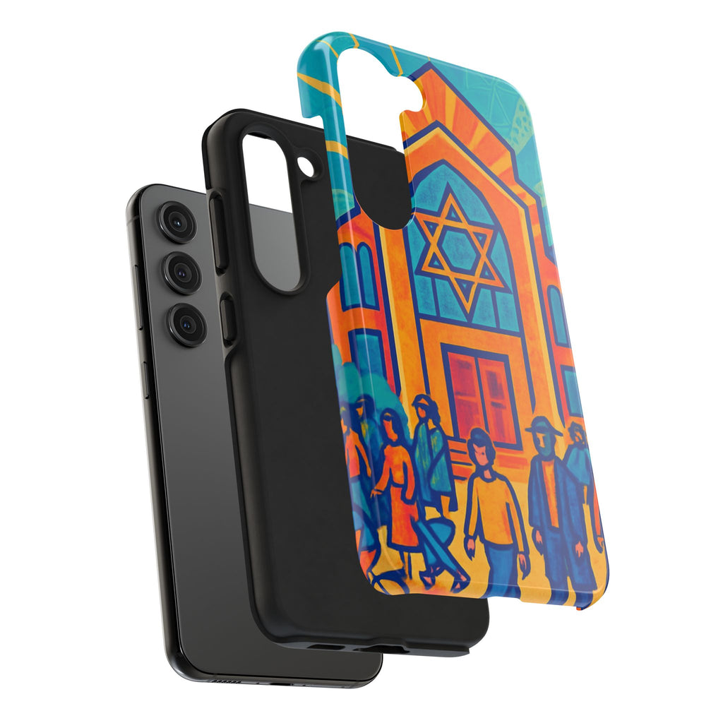 Jewish Synagogue Art Tough Phone Case — Colorful Jewish Community Design